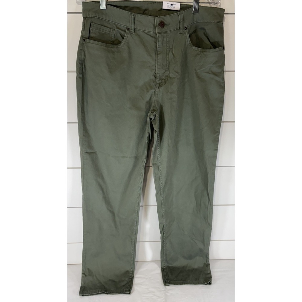 George‎ Men's Straight Leg Stretch Premium 5 Pocket Pants Green 32"x30" NEW NWT